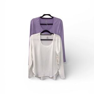 Road Runner Elegant Long Sleeve Tops in White and Purple